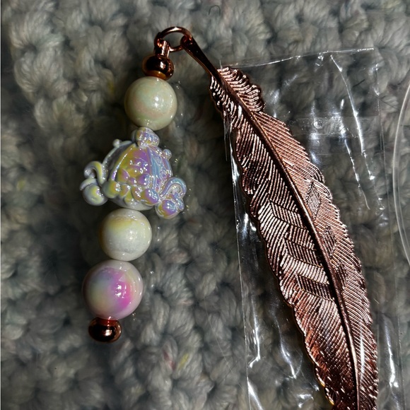Colorful Metal Feather and Bead Bookmarks, Hand Crafted - Picture 5 of 9